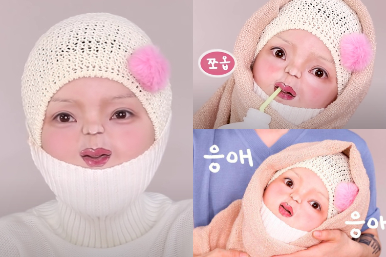 正妹YouTuber超逼真「嬰兒仿妝」登熱搜！網友嚇壞：好像「嬰兒版白冰冰」
