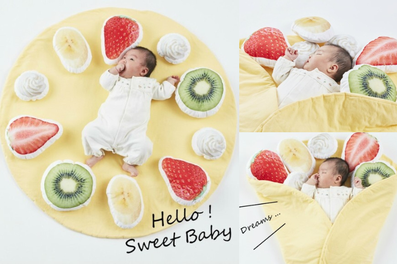 日本超療癒「寶寶可麗餅懶人毯」爆紅！水果配料、鮮奶油抱枕萌翻，連毛小孩也能一起用