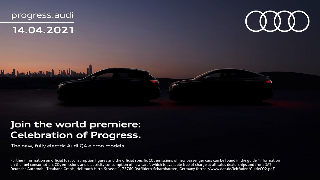 線上直播發表預告主視覺中可看見Q4 e-tron Sportback身影。(圖片來源/ Audi)
