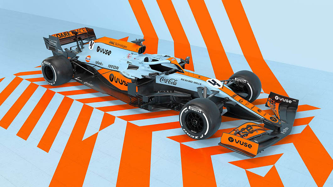 今年F1摩納哥站McLaren將用海灣石油配色的MCL35M應戰。（圖片來源/ McLaren）