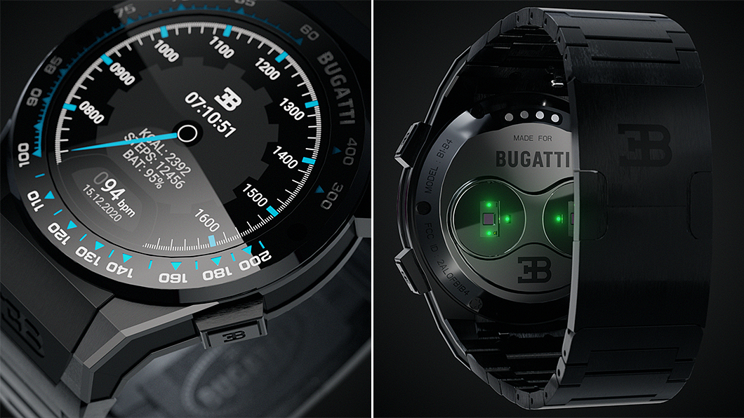 Bugatti智慧手錶具備心律、血氧含量偵測功能。(圖片來源/ Bugatti)