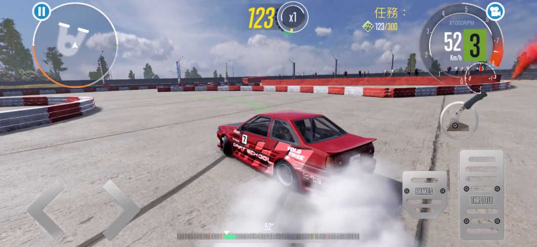 Drift Racing 2遊戲的畫面貼圖相當精細，包含地面反光、煙霧呈現都相當有水準。(圖片來源/ CarX Drift Racing 2)