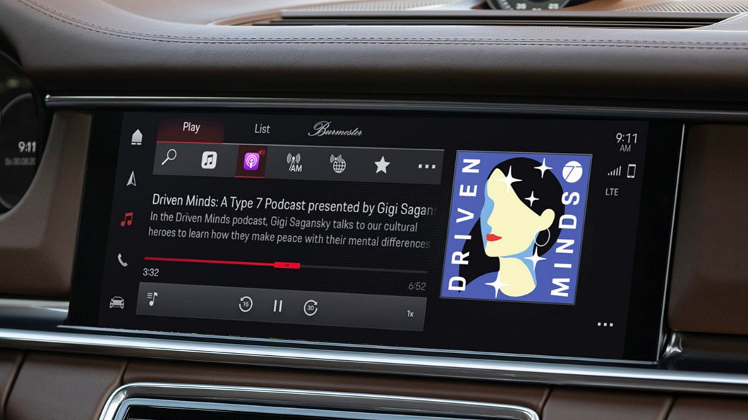 車主可以登入自身的Apple ID，在車上可以直接開起Apple Music或是Podcasts聆聽。（圖片來源/ Porsche）