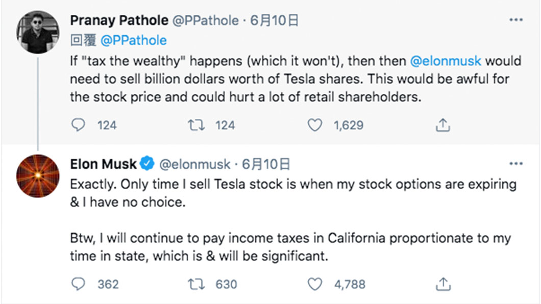 Musk被質疑賣房產是為了躲避加州高額所得稅。（圖片來源/ 推特）