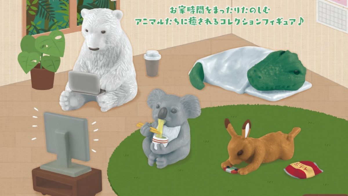 北極熊、無尾熊化身防疫阿宅！日本推４款「居家動物」扭蛋，吃泡麵、玩電動超寫實還原