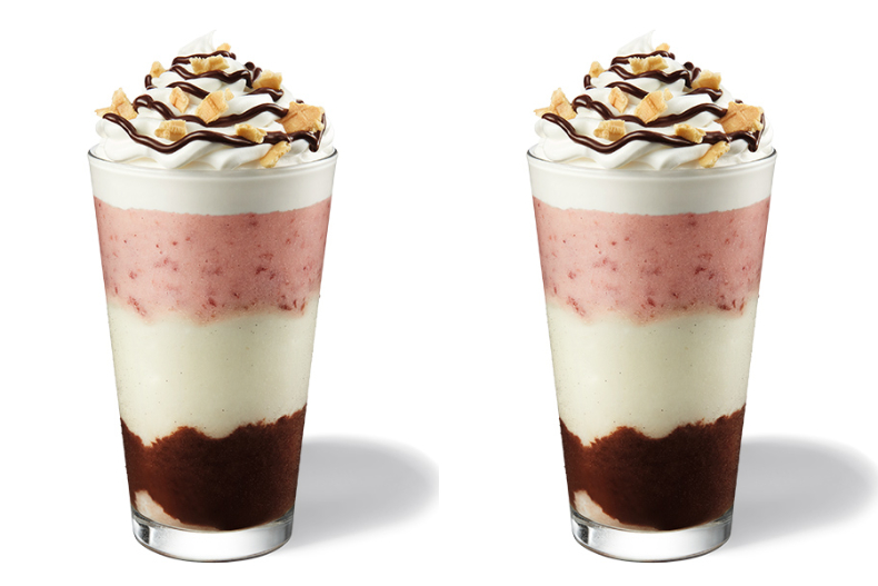 星巴克２大方式爽喝「買一送一」！先喝「三色漸層星冰樂」，草莓、香草、巧克力一杯滿足