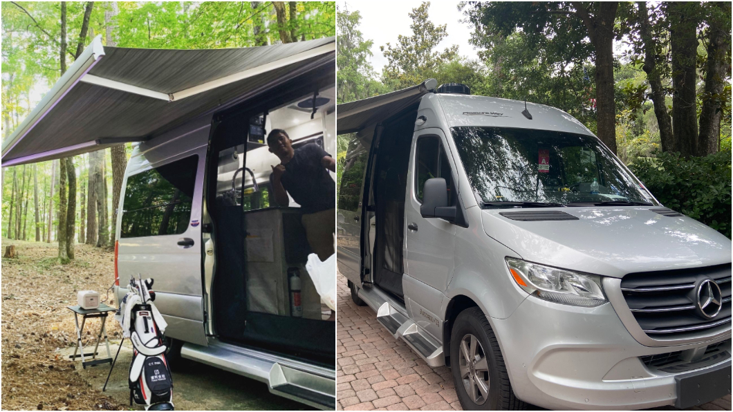 潘政琮與太太林盈君開著露營車征戰2020年美巡賽。(圖片來源/ 擷取自潘政琮基金會網站)