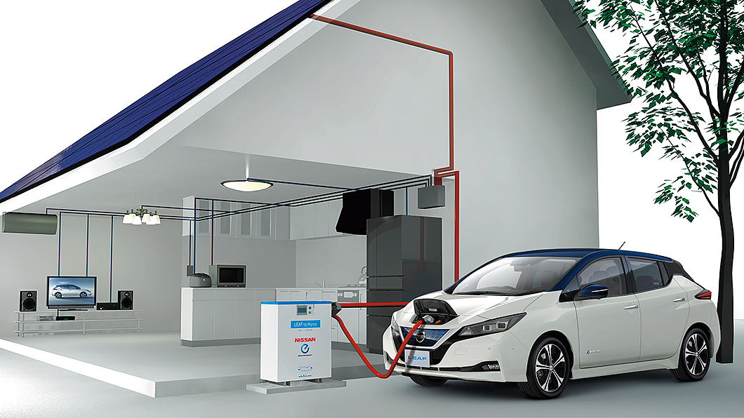 Nissan亦設計有電動車「回輸」設備，可以把電動車變成家用儲能設施。(圖片來源/ Nissan)