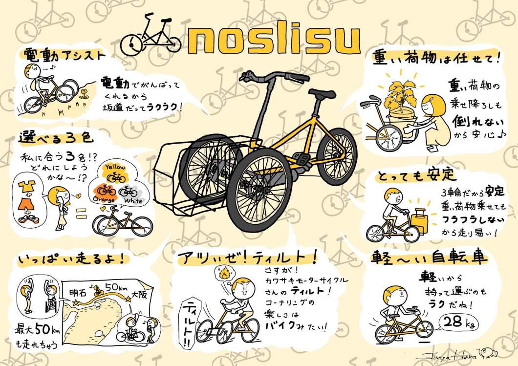 這款Noslisu電動三輪車的設計初衷很簡單，就是希望可以帶來安全且舒適的移動方式。(圖片來源/ Kawasaki)
