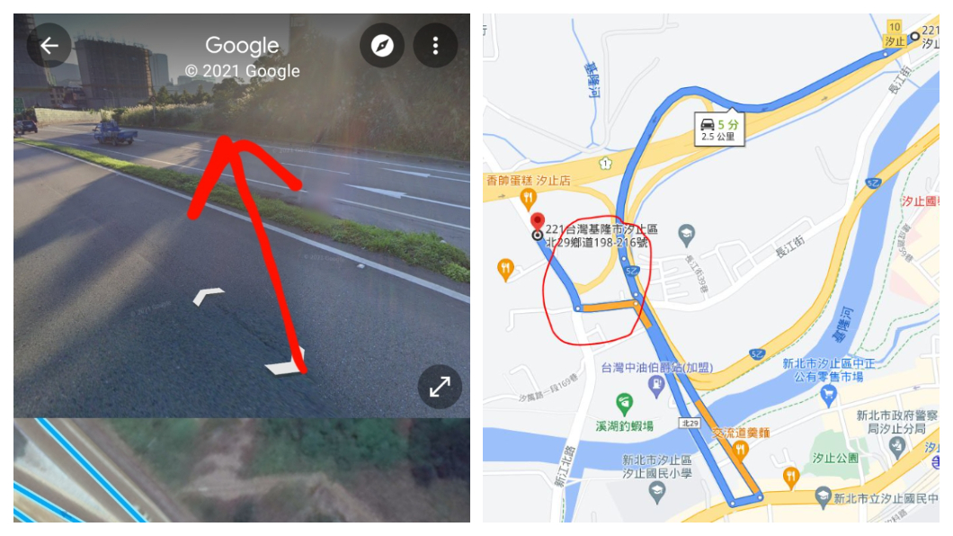 有熱心的網友以google地圖分析該車駕駛可能想要前往的方向和地點。(圖片來源/PTT汽車版)