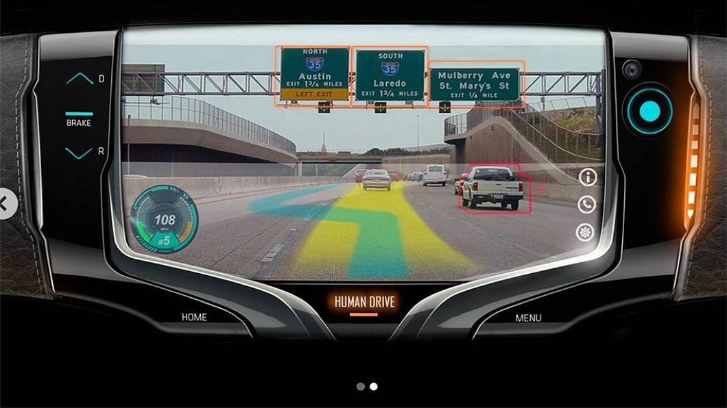 中央大型液晶觸控螢幕，可以顯示許多資訊跟影像。(圖片來源/ General Motors Design)