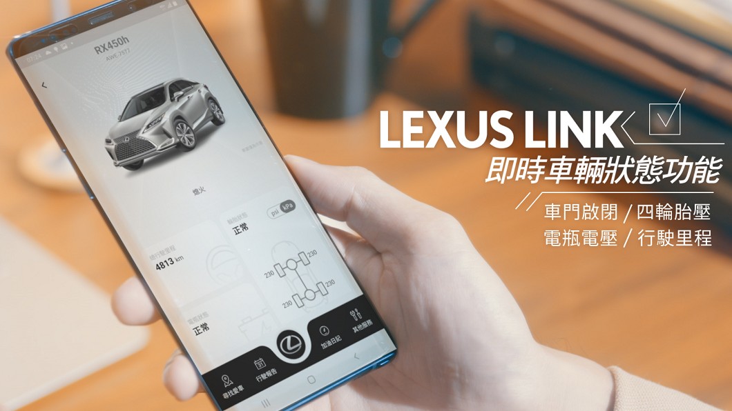Lexus Link智能車載系統搭配Lexus Plus APP可遠端查看車輛狀態。(圖片來源/ Lexus)