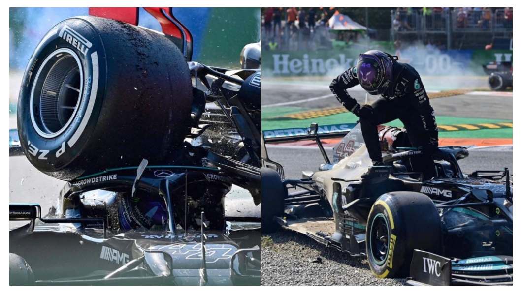 這次的事故Verstappen的車輛直接壓到了Hamilton上方，好險有Halo系統保護車手，只有脖子稍微受到傷害而已。(圖片來源/ lewishamilton)