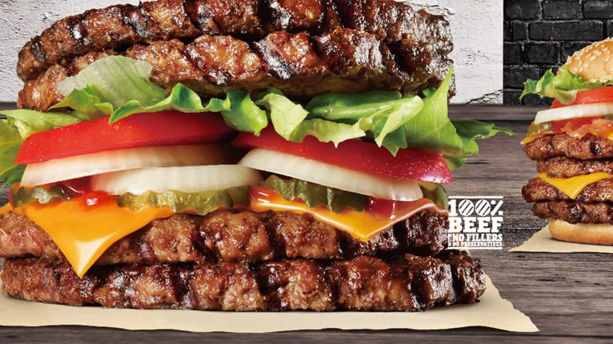 全台首創「全肉漢堡」！漢堡王限定14天可吃，４層牛肉排當麵包夾起來