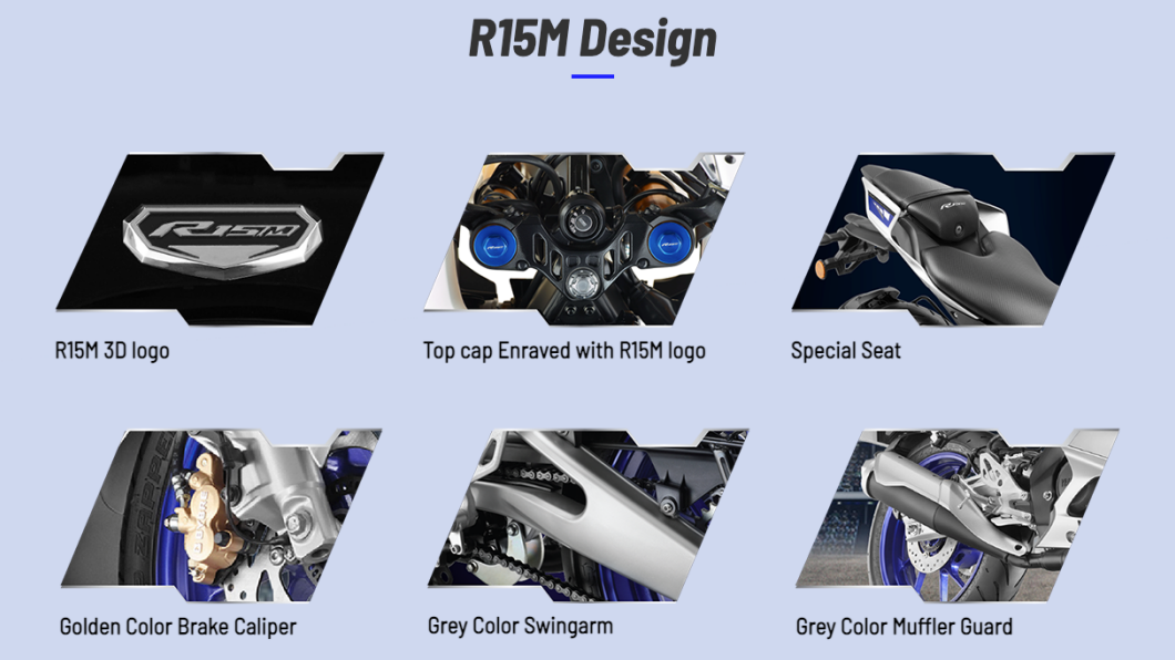 賽道風格更加強烈的R15M，不僅有更帥氣的外觀配色，同時在前叉上蓋也有經典藍色搭配。(圖片來源/ Yamaha)