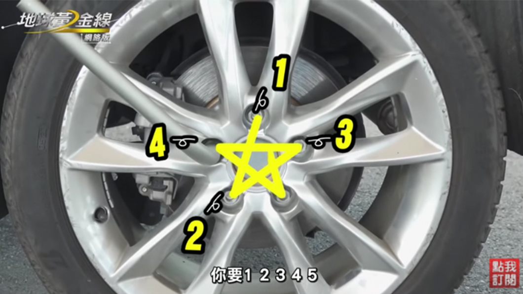 鎖螺絲時採用「星字型鎖法」能夠平均施力來保持輪胎平整。（圖片來源/ TVBS）
