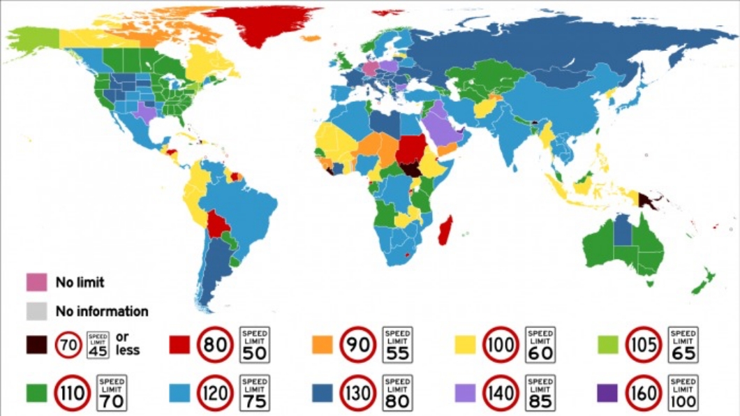 世界各國的速限訂定差距不小，台灣看起來是處在中段班的位置。(圖片來源/ Dcard)