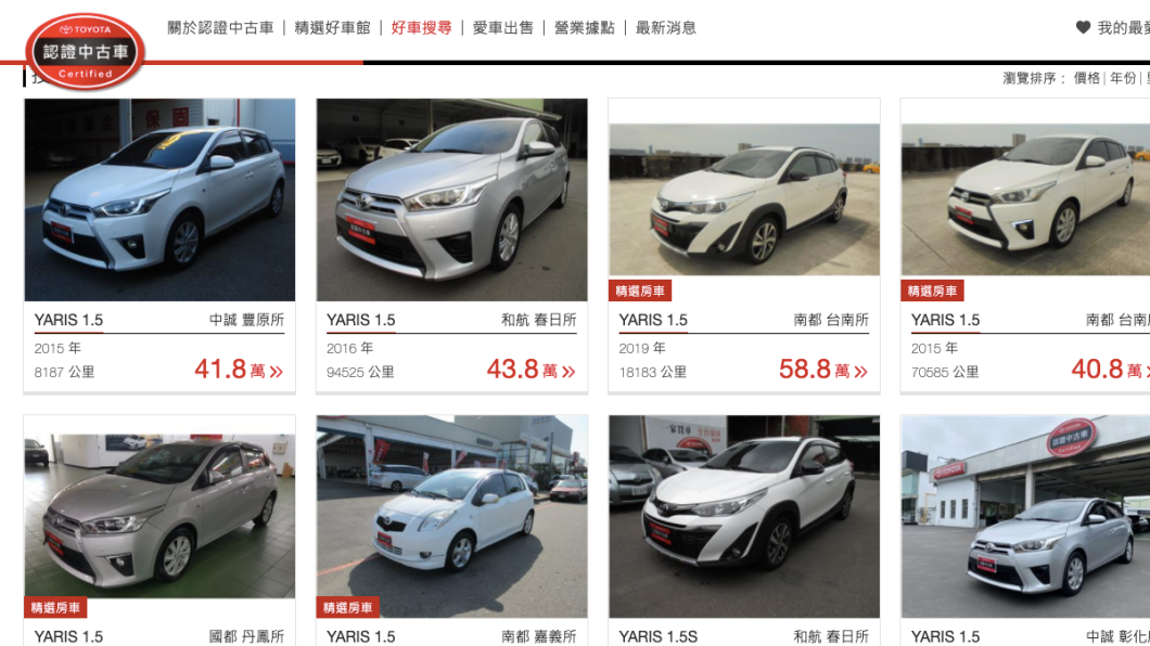 原Po看的是Toyota的原廠認證中古車，Toyota在台灣相當熱門，因此中古車價也比較不好談。(圖片來源/ Toyota)