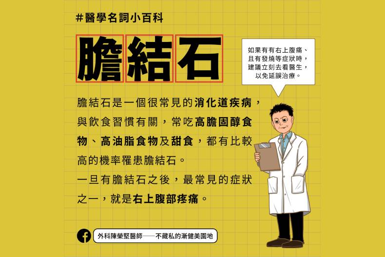 ▲外科醫師陳榮堅解釋膽結石形成原因
