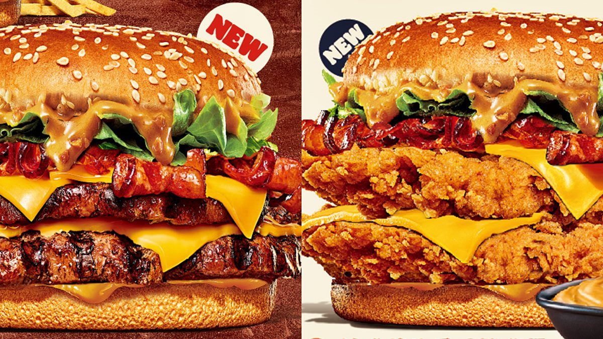 超欠吃！漢堡王最新「雙層重磅花生」牛肉堡、炸雞堡，加倍起司搭爆量花生醬