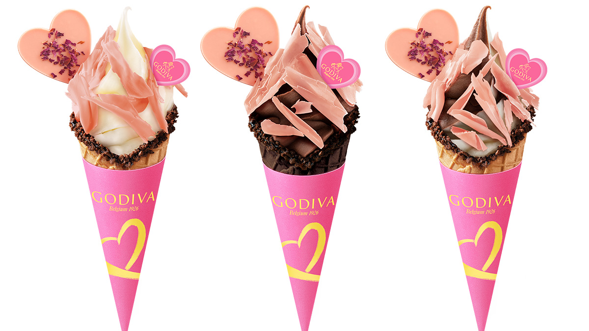 GODIVA霜淇淋「第２支５折」！玫瑰巧克力霜淇淋、櫻花白巧克力夢幻必吃