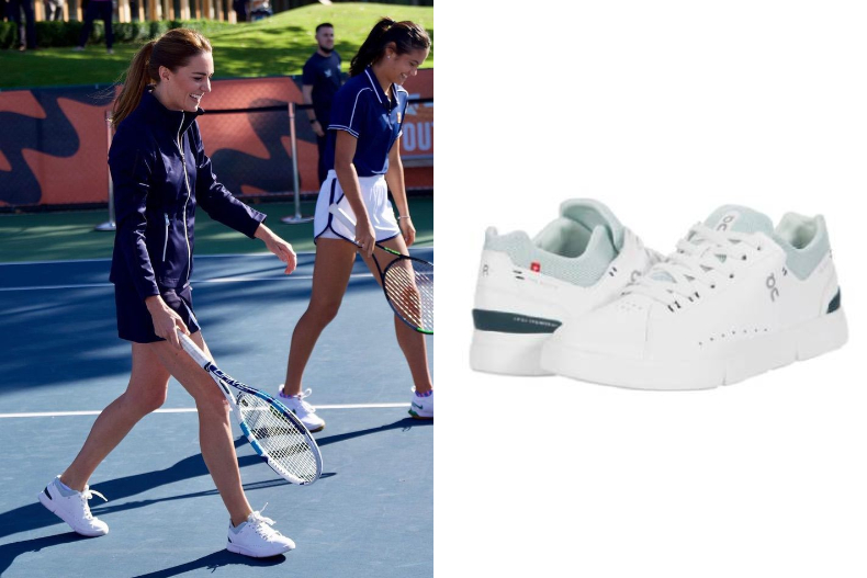 ▲打網球時，凱特王妃就會換上On Running的小白鞋