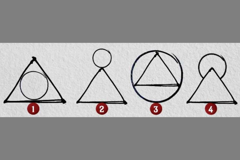 ▲畫下一個三角形與一個圓，選擇出你最喜歡的畫法