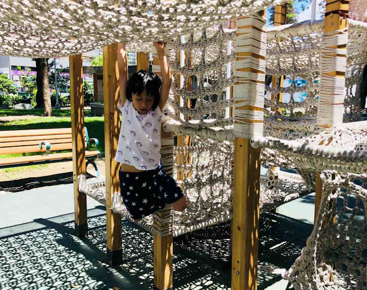 大小朋友都能爬！台北「3D木樁迷宮」公園設計開創舉，再窩進編織樹洞好放鬆