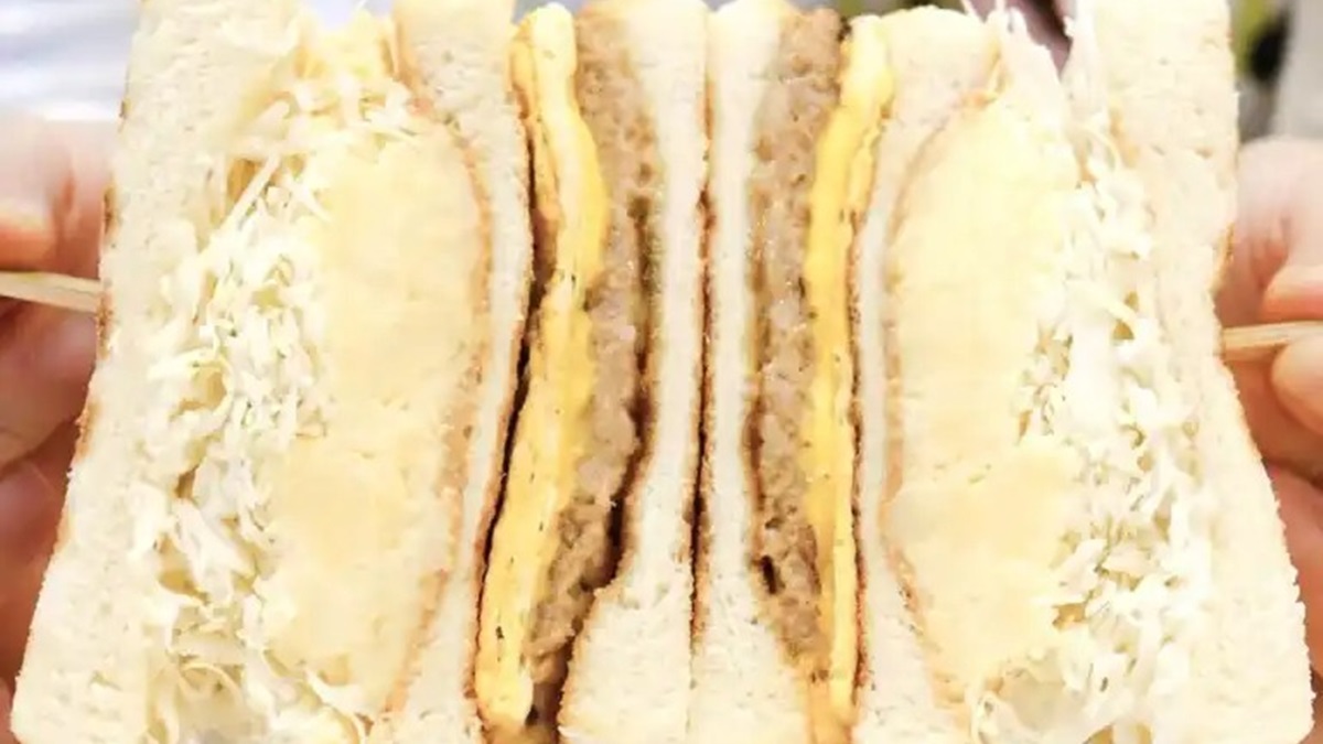 每日限量供應的真芳三明治，光看這超厚的剖面就讓人流口水。（圖片來源：艾瑞絲の吃貨日常）
