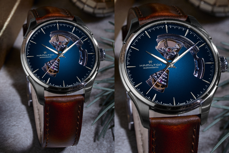▲爵士大師Open Heart腕錶半鏤空錶盤設計展現格調非凡的內部構造