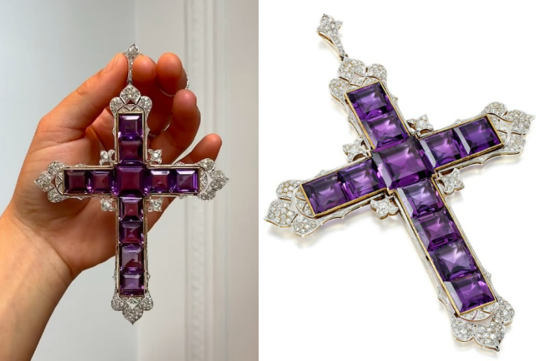 正港盤子王！金卡戴珊豪擲600萬買走黛妃「紫水晶十字架項鍊」，網愣：想加入英國皇室？