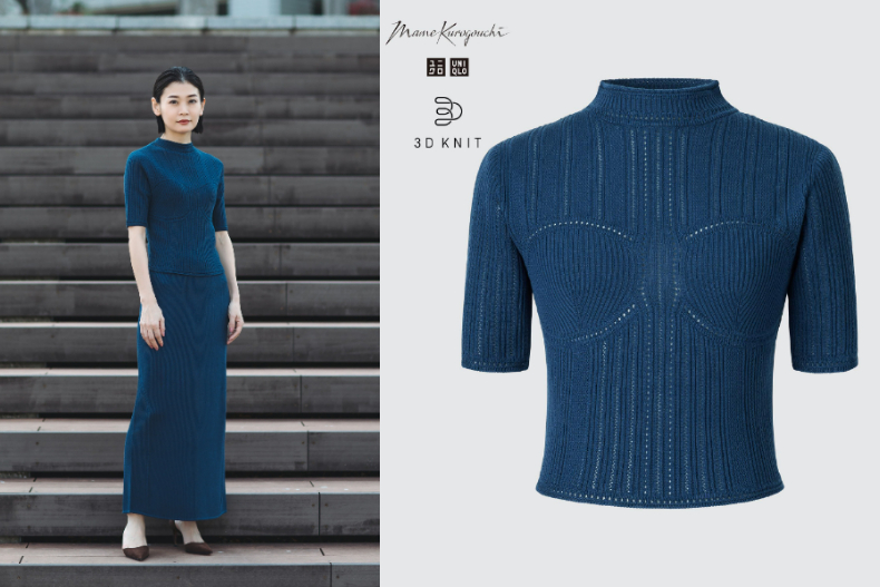 ▲UNIQLO and Mame Kurogouchi 3D織法透膚針織衫(五分袖)，NT.1,290