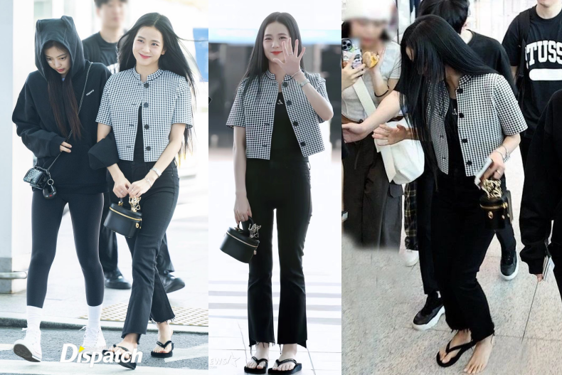 Jisoo機場穿「Dior夾腳拖」被踩飛！全黑穿搭同款特搜，超驚人售價揭曉！