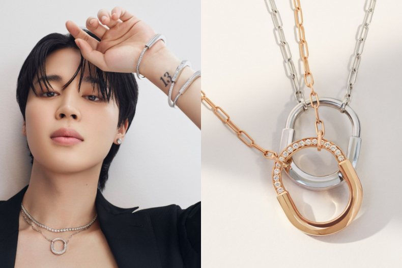 Tiffany＆Co․最新代言照公開！ROSE成優雅白玫瑰，Jimin鑲鑽圓圈項鍊吸睛