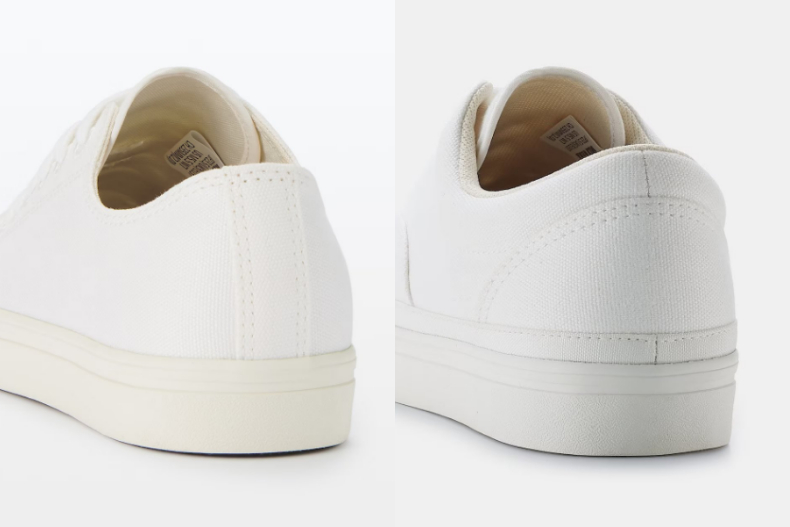 ▲左為「前代」小白鞋，右為「新版」小白鞋