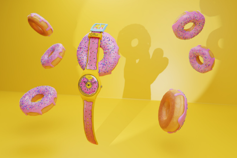 新鮮出爐，趁熱入手！SWATCH為THE SIMPSONS辛普森家庭推出以甜甜圈為靈感的特別腕錶
