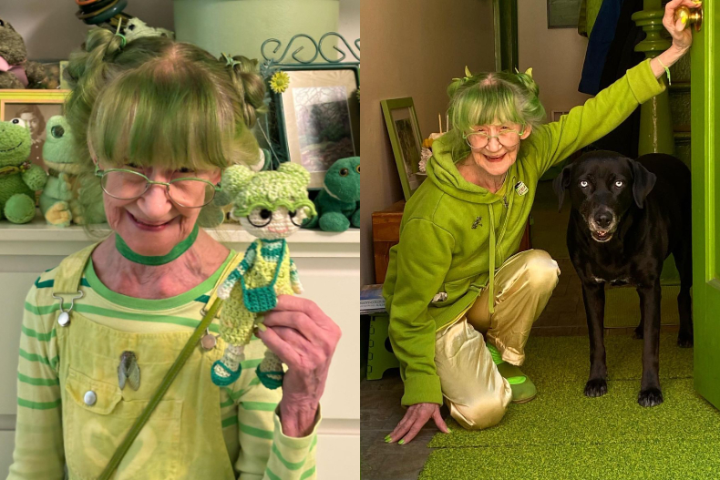 眼鏡、指甲油、家俱全都是綠色！美國82歲婆婆全身上下都穿螢光綠：這是最快樂的顏色