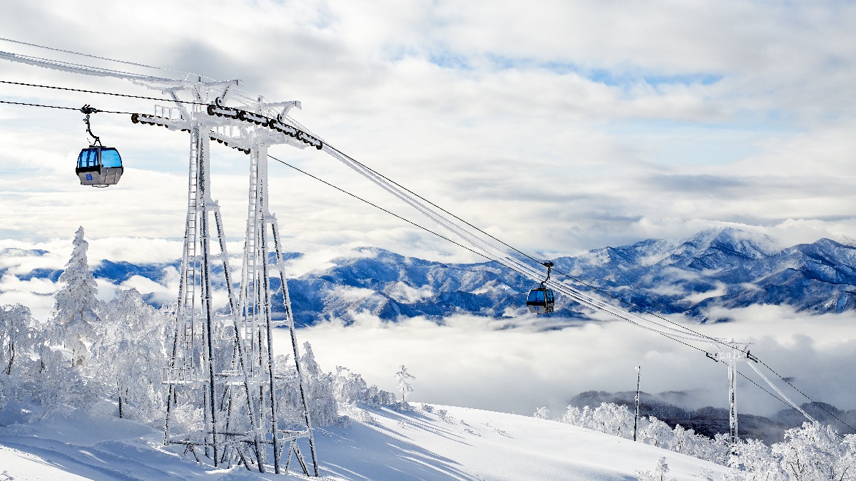 阿仁滑雪場纜車全長可達3.4公里。