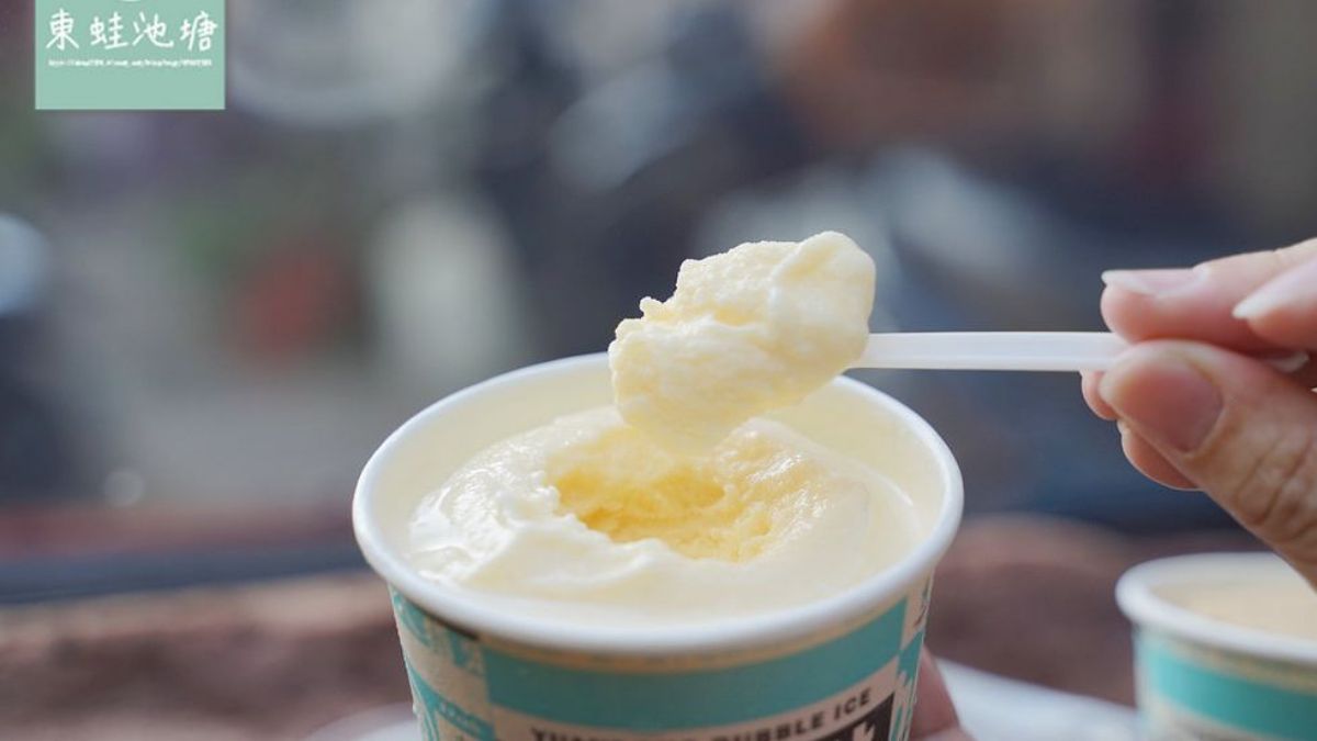 雞蛋牛奶口味的泡泡冰，吃起來非常甜蜜，奶香味十足。（圖片來源：東蛙池塘）