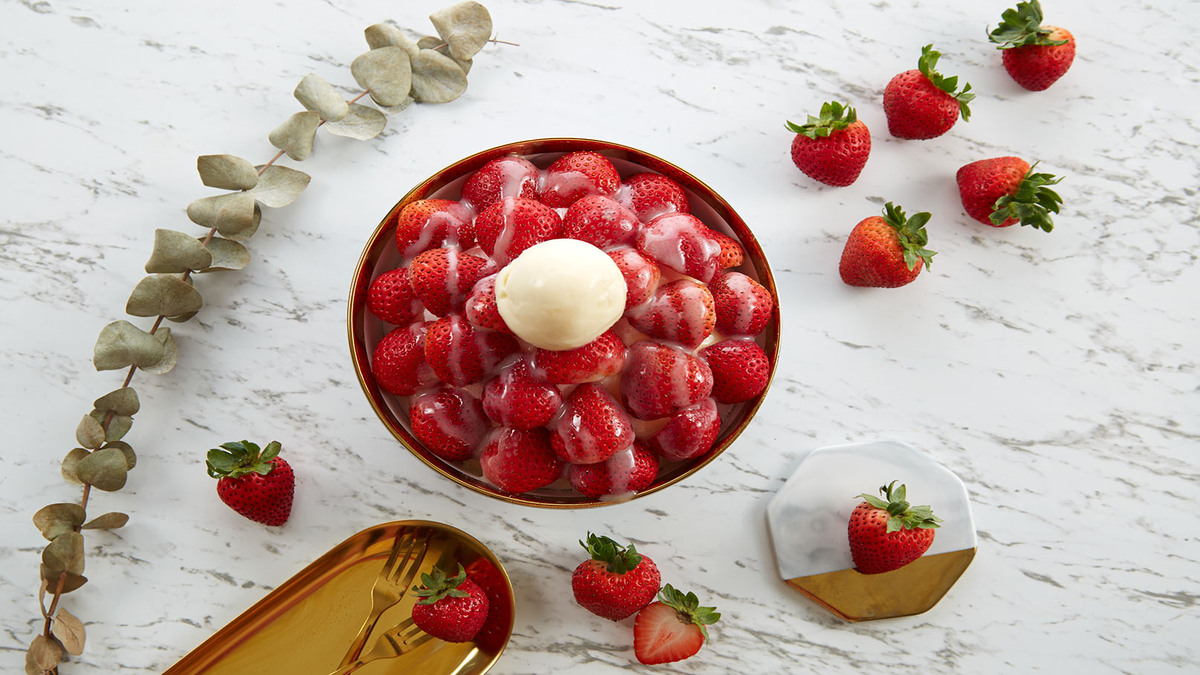 美味新鮮的「草莓冰」，好拍又好吃。（圖片來源：天下奇冰）