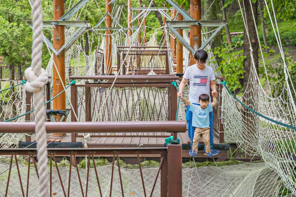 破萬坪「森林遊樂場」在這！獨木橋、跳跳床玩完回家秒睡，還能泡腳、走步道