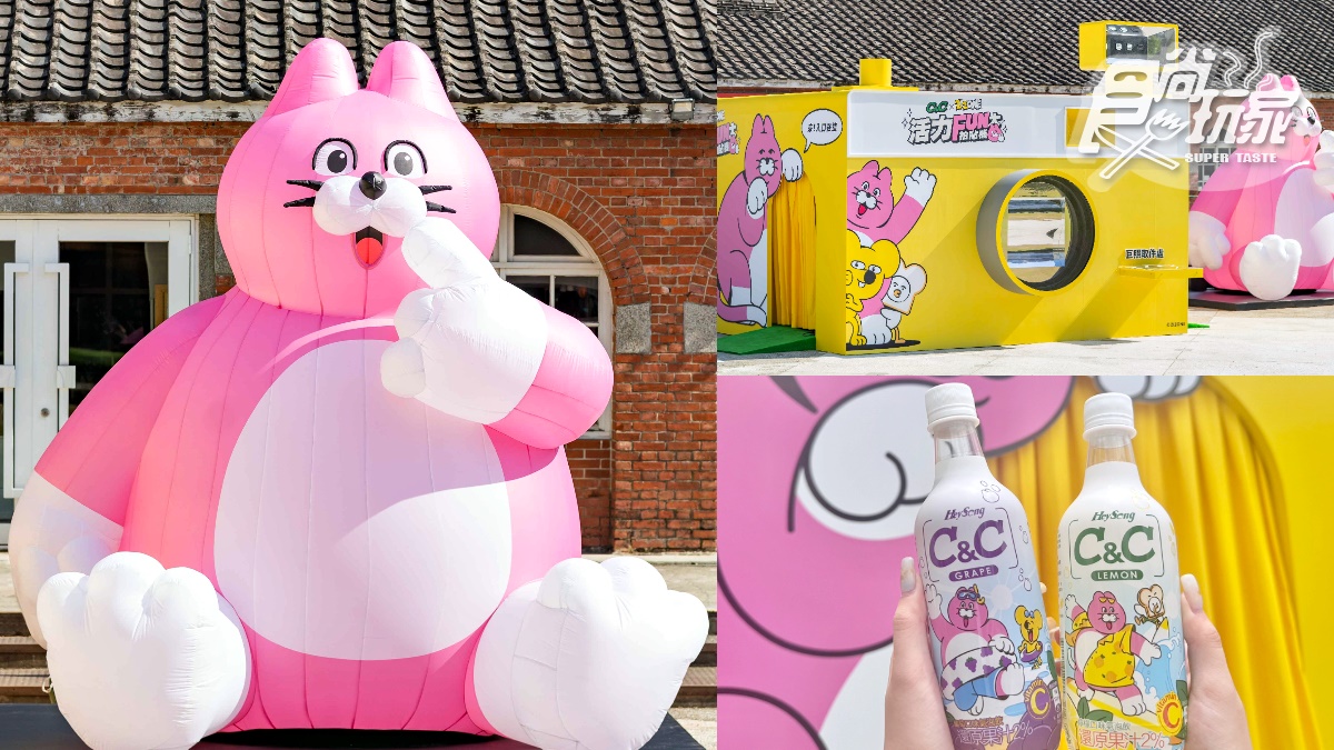 免費拍「全台最大拍貼機」！3.5公尺高「韓國粉紅貓」在華山，爽抽整箱氣泡飲