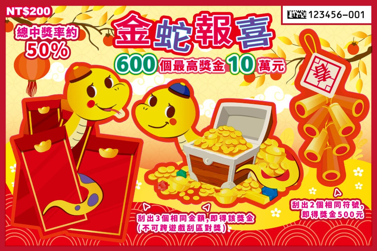 這款中獎率100%！蛇年11款全新刮刮樂推薦：CP值最高、中獎率、獎金一次看