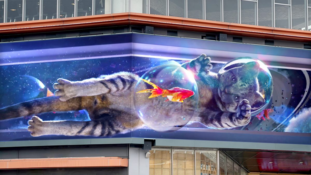 巨萌「虎斑貓」要來了!全台最大裸視3D螢幕「這天」登場,50公尺巨幕超震撼 巨萌「虎斑貓」要來了!全台最大裸視3D螢幕「這天」登場,50公尺巨幕超震撼