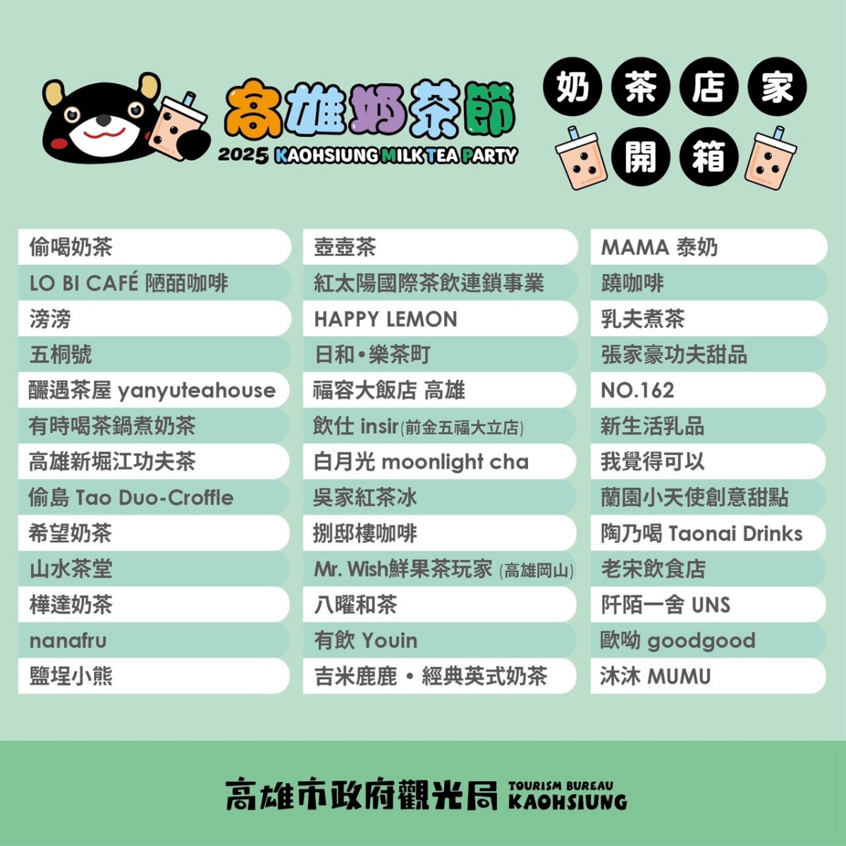 全台最強奶茶市集!「2025高雄奶茶節」本週登場,70家手搖飲、美食小吃集合 全台最強奶茶市集!「2025高雄奶茶節」本週登場,70家手搖飲、美食小吃集合