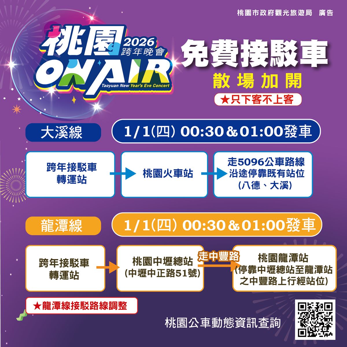 迎接「2026桃園ON AIR跨年夜」！樂天棒球場全面實施安檢，機捷41小時不收班