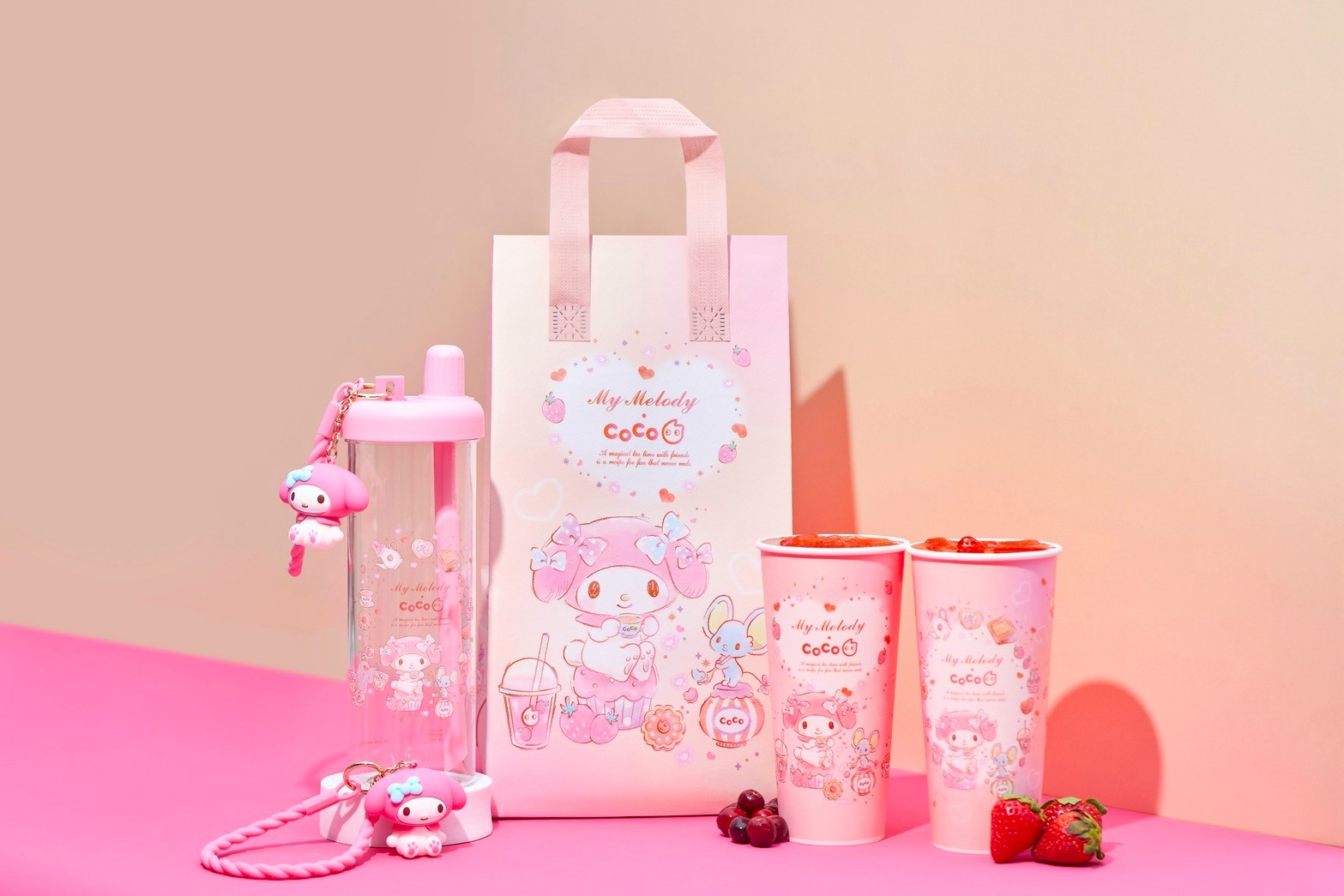 「CoCoｘ美樂蒂」最夢幻草莓聯名！冷水杯搭吊飾太Q、Mr. WISH第２彈同步看