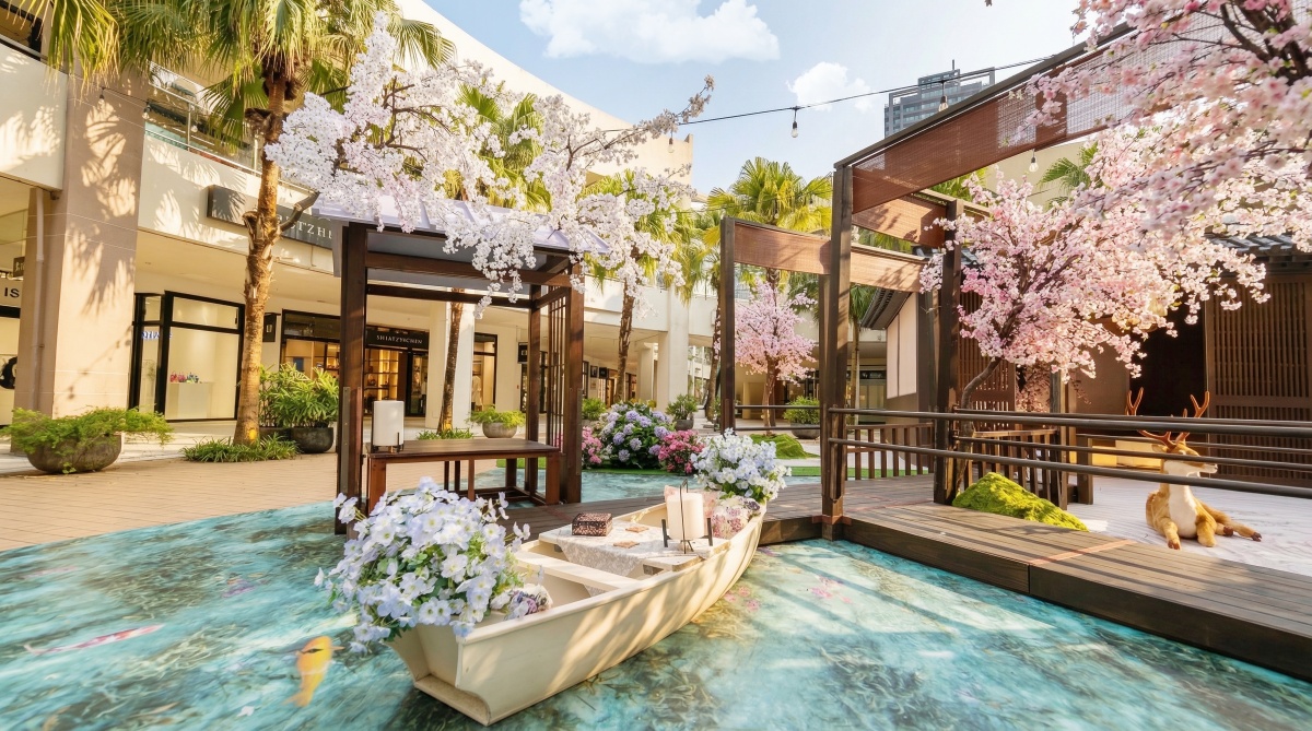 獨家日系庭園免費拍！嫩粉花海、櫻花小船７打卡點，加碼台中新百貨4/10開幕