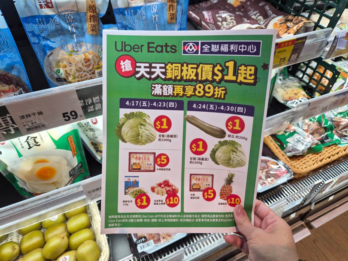 全聯２波爆殺蔬果優惠！高麗菜、櫛瓜通通１元，輸入優惠代碼現折500元