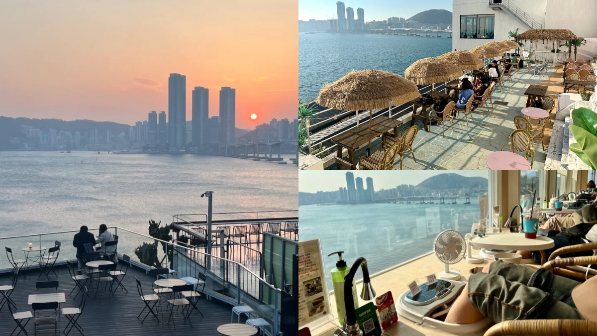 釜山版聖多里尼！白淺灘海景咖啡攻略，邊泡腳邊看海、茅草屋南洋度假風